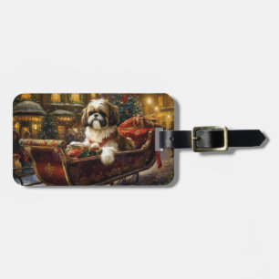 Shih Tzu Christmas Festive Season Luggage Tag