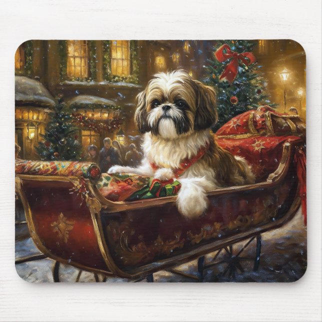 Shih Tzu Christmas Festive Season Mouse Mat (Front)