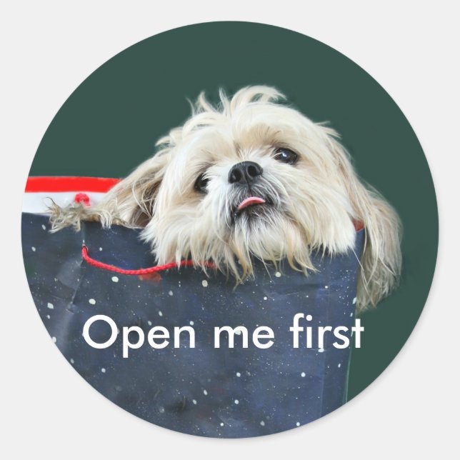 Shih Tzu Christmas gift Classic Round Sticker (Front)