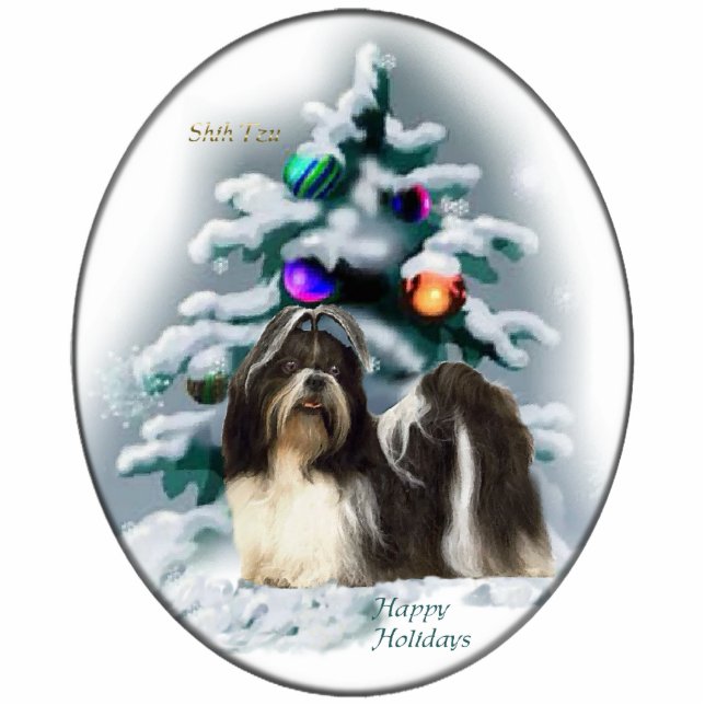 Shih Tzu Christmas Gifts Ornament Photo Sculpture Decoration (Front)