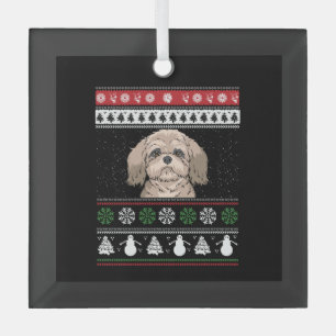 Shih Tzu Christmas  Glass Tree Decoration