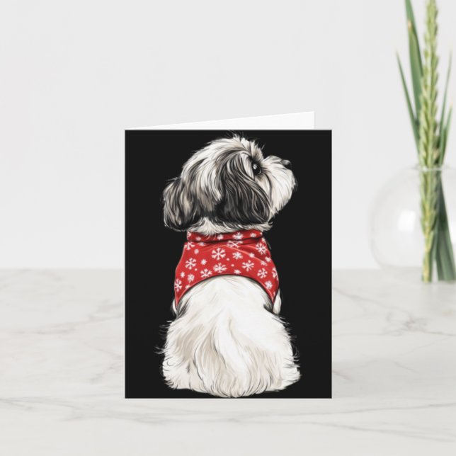 Shih Tzu Christmas Lights Dog Lover Xmas Pajama Pu Card (Front)