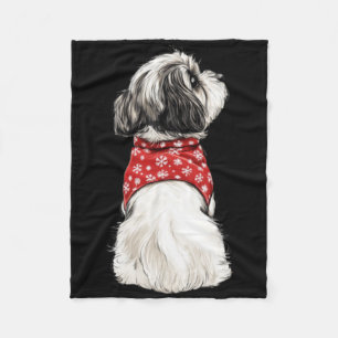 Shih Tzu Christmas Lights Dog Lover Xmas Pajama Pu Fleece Blanket
