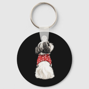 Shih Tzu Christmas Lights Dog Lover Xmas Pajama Pu Key Ring