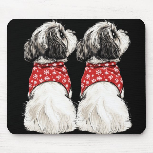 Shih Tzu Christmas Lights Dog Lover Xmas Pajama Pu Mouse Mat (Front)