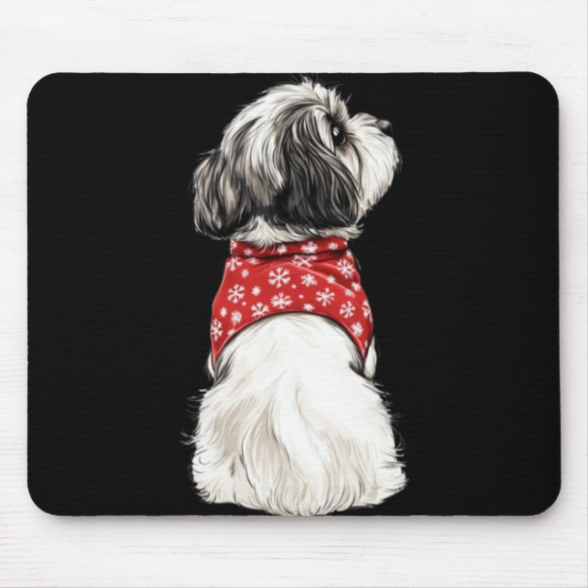 Shih Tzu Christmas Lights Dog Lover Xmas Pajama Pu Mouse Mat (Front)