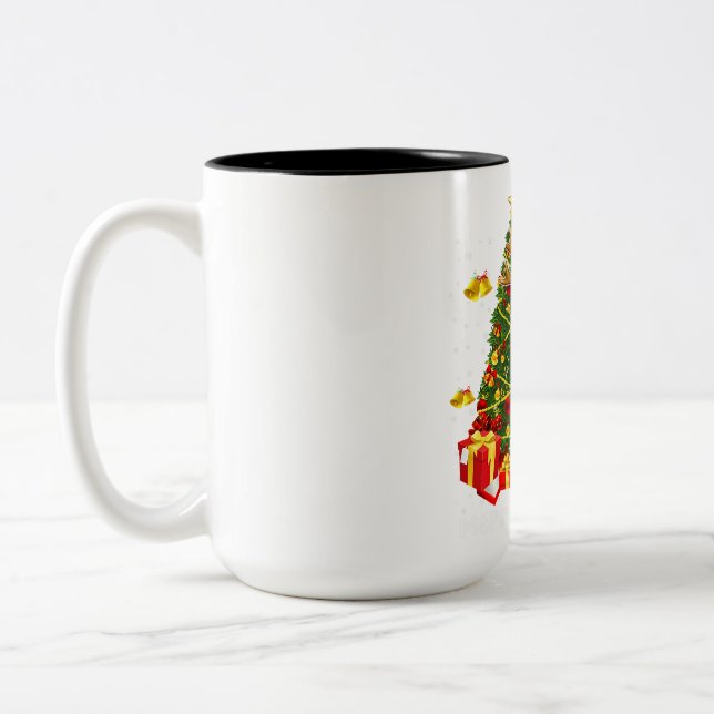 Shih Tzu Christmas Lights Tree | Santa Xmas Two-Tone Coffee Mug (Left)