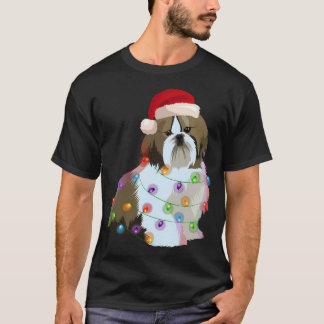 Shih Tzu Christmas Lights Xmas Dog Lover T-Shirt