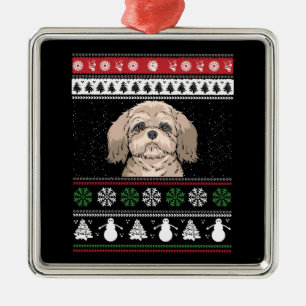 Shih Tzu Christmas Metal Tree Decoration