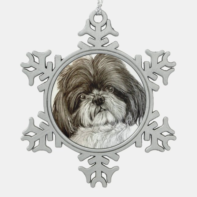Shih Tzu Christmas Ornament by Carol Zeock (Front)