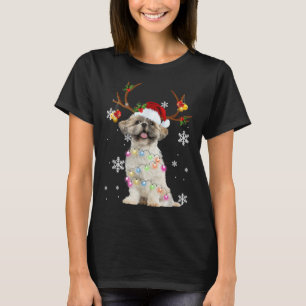 Shih Tzu Christmas Reindeer Christmas Lights Pajam T-Shirt