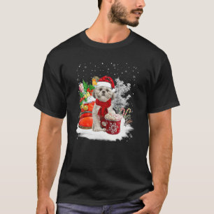 Shih Tzu Christmas Santa Hat Eggnog Boots Snow Xma T-Shirt
