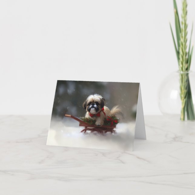 Shih Tzu Christmas snow winter Card (Front)