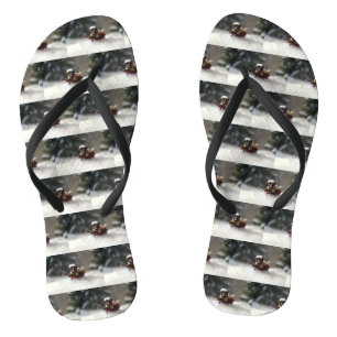 Shih Tzu Christmas snow winter Flip Flops