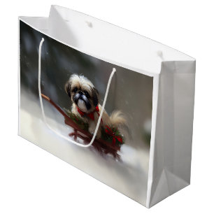 Shih Tzu Christmas snow winter Large Gift Bag
