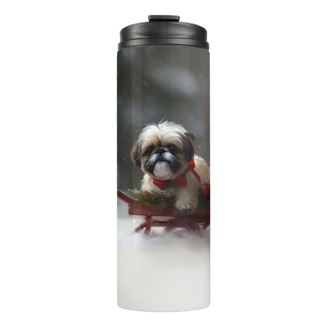 Shih Tzu Christmas snow winter Thermal Tumbler (Front)
