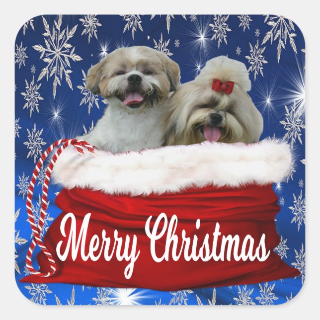 Shih tzu Christmas Stickers (Front)