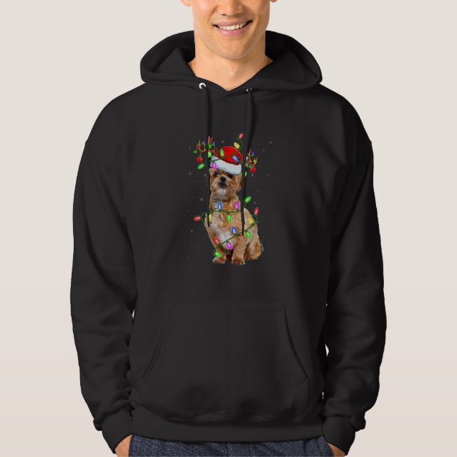 Shih Tzu Christmas Tree Light Pajama Dog Xmas Hoodie (Front)