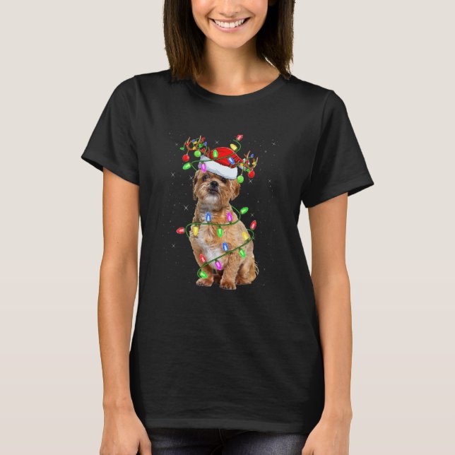 Shih Tzu Christmas Tree Light Pajama Dog Xmas T-Shirt (Front)