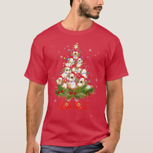 Shih Tzu Christmas Tree Lights Cute Santa Hat Dog T-Shirt