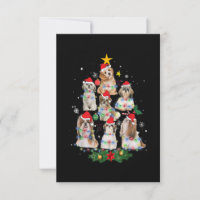 Shih Tzu Christmas Tree Santa Hat Lights Gifts dec