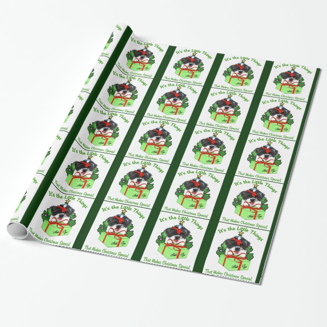 Shih Tzu Christmas Wrapping Paper (Unrolled)