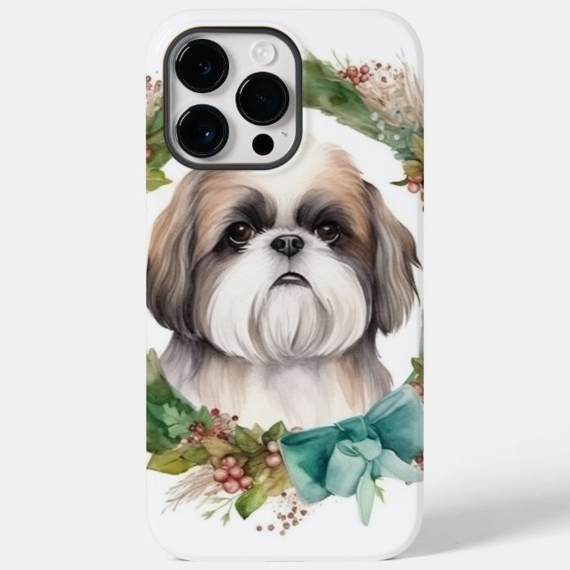 Shih Tzu Christmas Wreath Festive Pup  Case-Mate iPhone Case (Back)