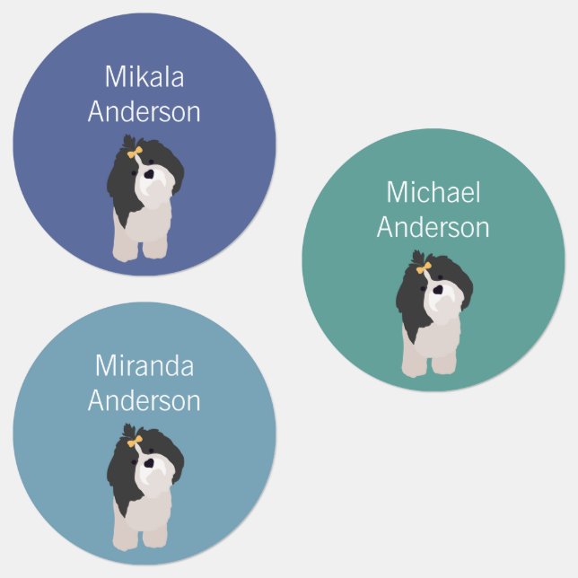 Shih Tzu colours waterproof label (Group)