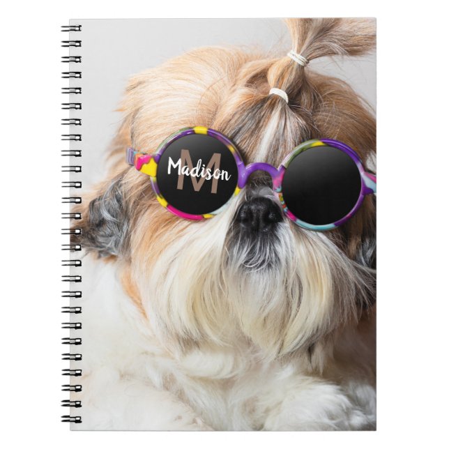 Shih Tzu Cool fun cute Photo Custom Monogram Notebook (Front)