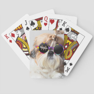 Shih Tzu Cool fun cute Photo Custom Monogram Playing Cards