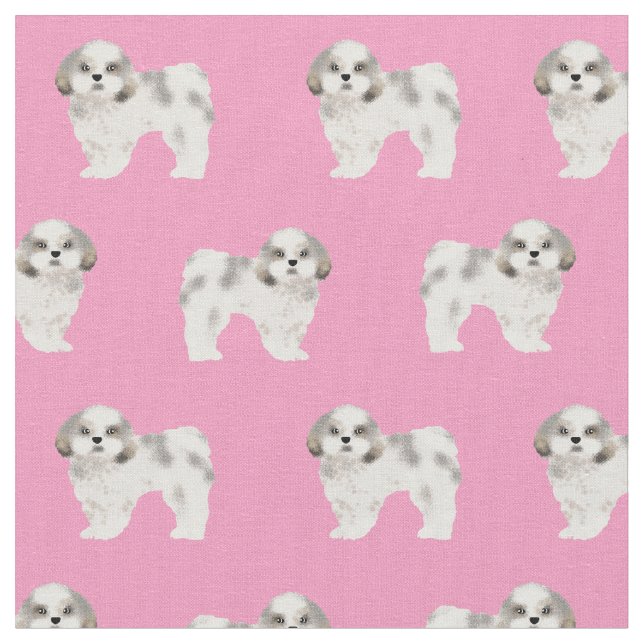 shih tzu cute dog pink fabric (Close Up)