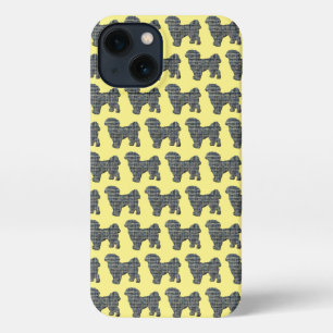 Shih Tzu Cute Dog Silhouette Grid Yellow iPhone 13 Case