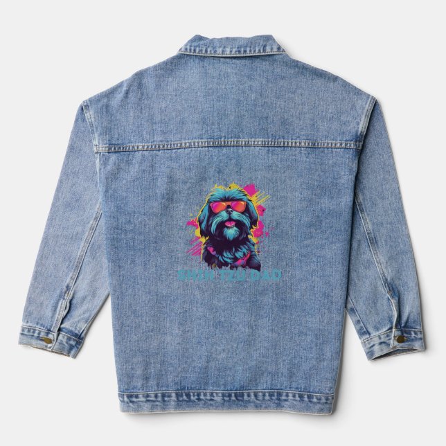 Shih Tzu Dad   Denim Jacket (Back)