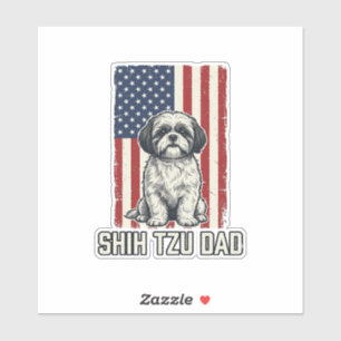 Shih Tzu Dad Patriotic Flag Vintage Dog Shirt_1
