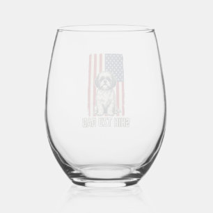 Shih Tzu Dad Patriotic Flag Vintage Dog Shirt_1 Stemless Wine Glass