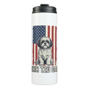 Shih Tzu Dad Patriotic Flag Vintage Dog Shirt_1 Thermal Tumbler