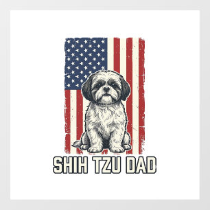 Shih Tzu Dad Patriotic Flag Vintage Dog Shirt_1 Window Cling