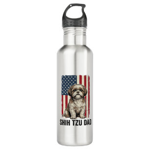 Shih Tzu Dad Patriotic Vintage Dog Shirt Design_1 710 Ml Water Bottle