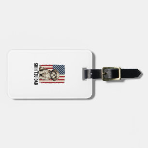 Shih Tzu Dad Patriotic Vintage Dog Shirt Design_1 Luggage Tag