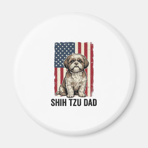 Shih Tzu Dad Patriotic Vintage Dog Shirt Design_1 Magnet