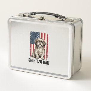 Shih Tzu Dad Patriotic Vintage Dog Shirt Design_1 Metal Lunch Box