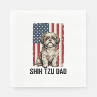 Shih Tzu Dad Patriotic Vintage Dog Shirt Design_1 Napkin