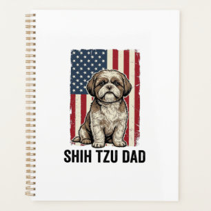 Shih Tzu Dad Patriotic Vintage Dog Shirt Design_1 Planner
