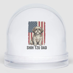 Shih Tzu Dad Patriotic Vintage Dog Shirt Design_1 Snowglobe