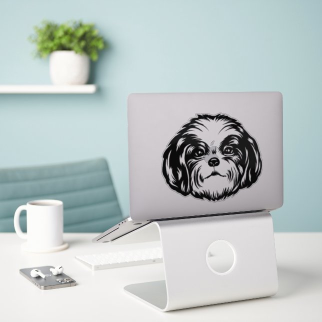 Shih Tzu Dog (Laptop On Desk)