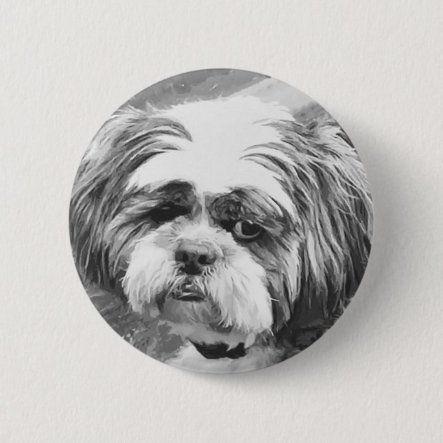 SHIH TZU DOG  6 CM ROUND BADGE (Front)
