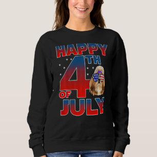 Shih Tzu Dog American Flag Glasses Happy 4th Of Ju Sweatshirt