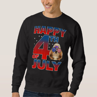 Shih Tzu Dog American Flag Glasses Happy 4th Of Ju Sweatshirt