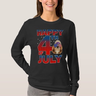 Shih Tzu Dog American Flag Glasses Happy 4th Of Ju T-Shirt
