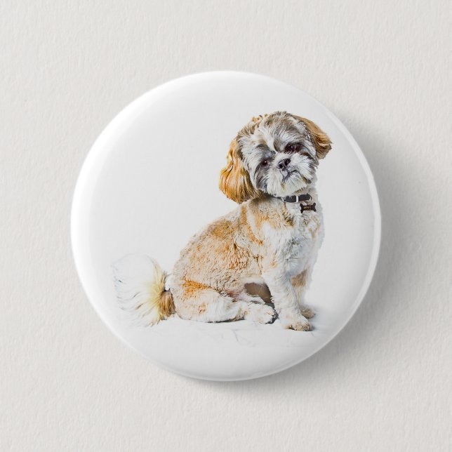 Shih Tzu Dog Button Badge (Front)